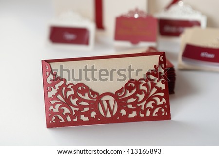 Wedding Card. Invitation in the form of the envelope with cutting and design of the liner paper.