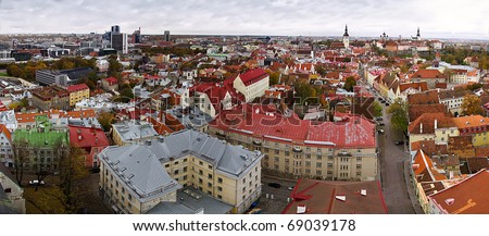 Panorama wide view to capital of baltic country estonia medieval city of tallinn
