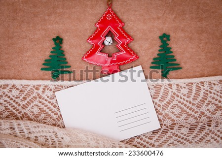 New Year and Christmas card list letter with decorations