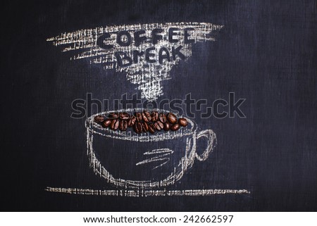 circle drawn with chalk on black coffee