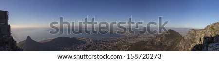 A Panorama of Lion\'s Head and the City of Cape Town From Table Mountain