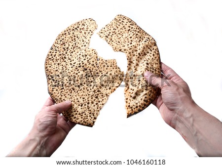 Broken  hand Matza for traditional Jewish passover