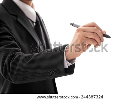 Businessman\'s Hand Holding Pen Isolated on white background