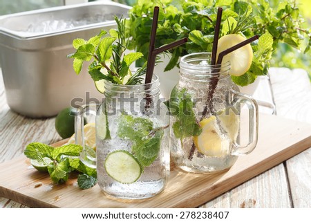 lime lemon soda mint rosemary fresh drink summer refreshment