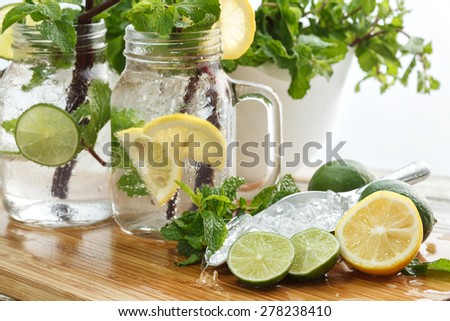 lime lemon soda mint rosemary fresh drink summer refreshment