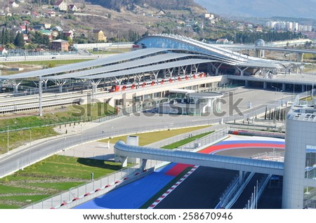 Sochi, Russia - February 6, 2015: Sochi Autodrom Formula 1 Russian Grand Prix 2014. Every motorsport fan is able to drive using his own car during track days (on the weekend) at Sochi Autodrom