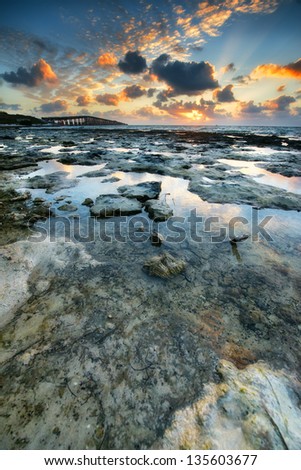 Low tide at the Florida Keys Islands. View from West Summerland Key, USA.