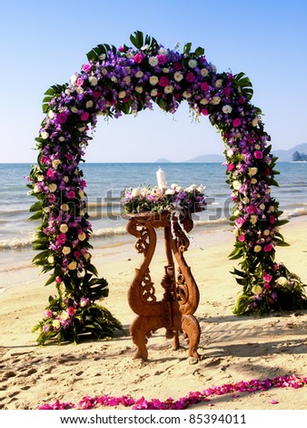 stock photo Wedding ceremony place on a tropical beach in Thailand