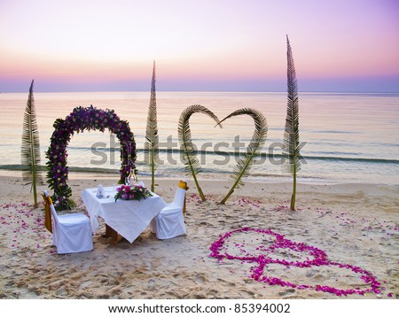 stock photo Romantic wedding dinner on a tropical beach in Thailand