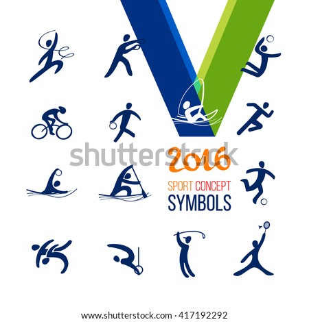 Sports icons set. Symbol sport concept recreation.Vector illustration isolate on white. Rio Olympics 2016.