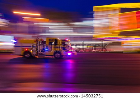 Emergency response - fire truck rushes down Las Vegas Boulevard
