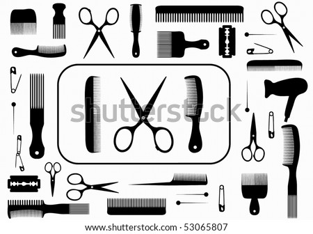Logo Design Video on Collection Beauty Hair Salon Or Barber Accessories Stock Vector