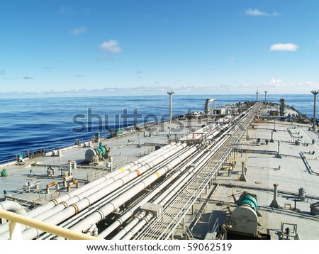very large crude carrier transporting oil over ocean