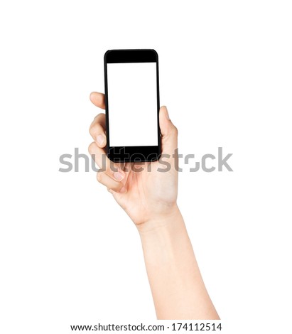 Touch screen mobile phone in hand Touch screen mobile phone in hand