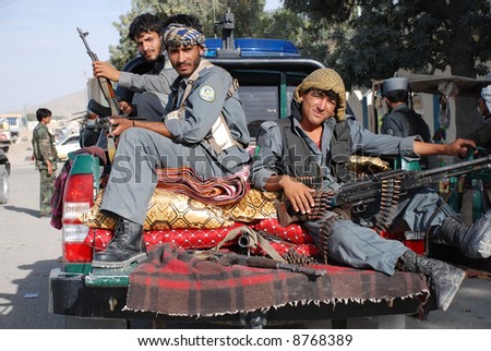 Afghan soldiers on pickup