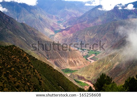 the gorge in tibet plateau