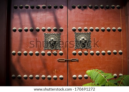 close-up of traditional Chinese door