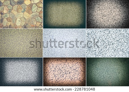 Collection of Nine Different Kinds of Marble Surface Texture in Vintage Style as Background