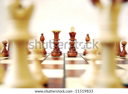 Black chess set, from perspective of white chess set