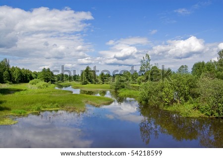 The small river Sherna, Russia