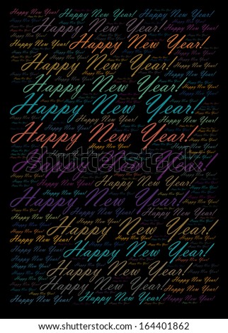 Happy New Year holiday word cloud background