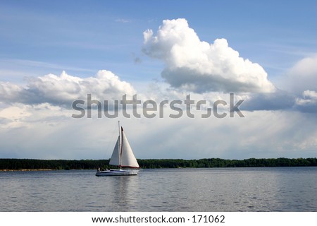 Ship in the lake, nice summer day