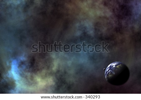 Background, computer designed - space travel: Earth and galaxy