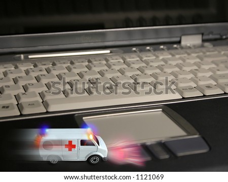 Ambulance concept - technologies healthcare, data recovering, online help, antivirus
