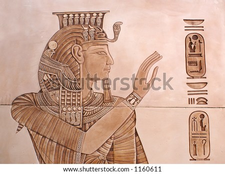 Egyptian drawings imitation (ceramics) - interior details, natural colors