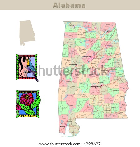 alabama map of counties. Political map with counties,