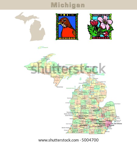 map of michigan counties. Political map with counties,