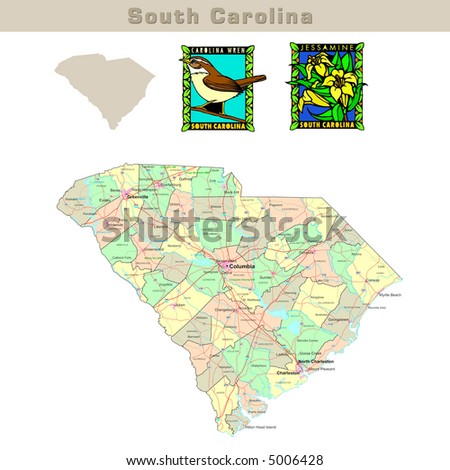 map of south carolina counties. Political map with counties,