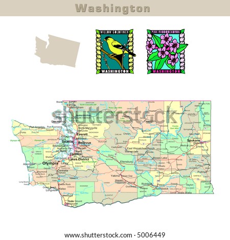 Map Of Washington State Counties. Political map with counties,