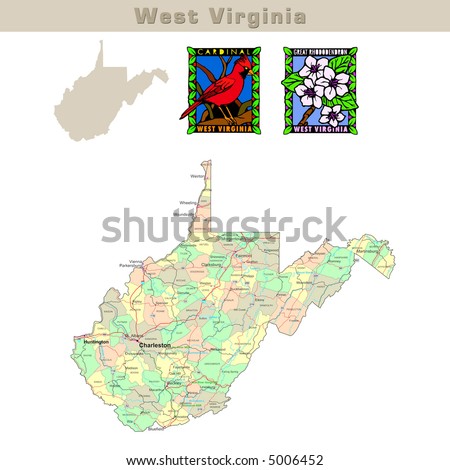 map of west virginia counties. stock photo : USA states series: West Virginia. Political map with counties,