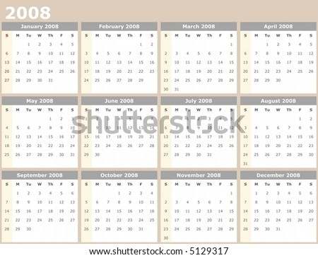 2008 Year calendar