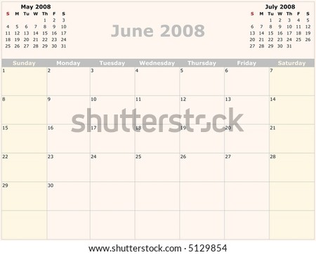 2008 Year Monthly calendar with previous and next months