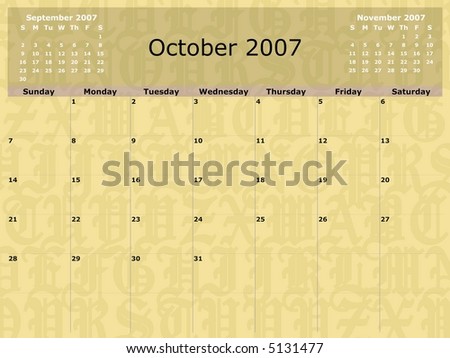 School Year, September to May, monthly calendar, against alphabet background