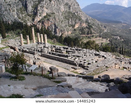 Ancient Temple of Apollo in Delphi, Greece