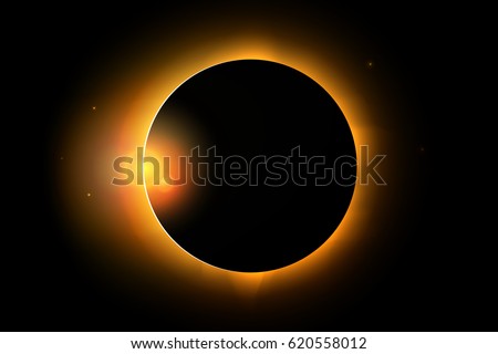 Full solar eclipse phenomenon. Vector illustration for design