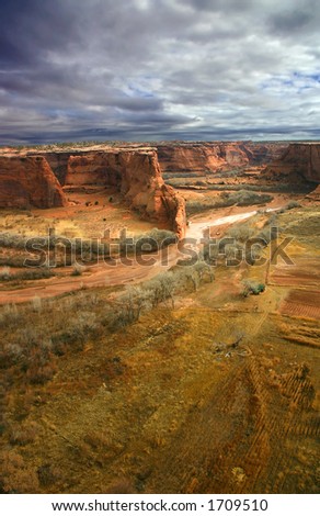 Storm clouds gather over Canyon de Chelly, land sacred to the modern Navajo Nation, just as it was to the ancient Anasazi.