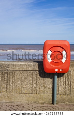 Lifebelt on Withernsea sea front signifying safety and security