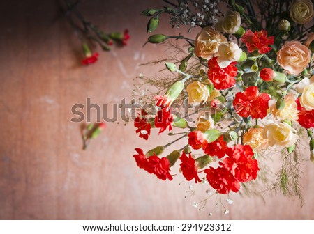 Carnations and gypsophelia showing dark feelings, sadness and depression