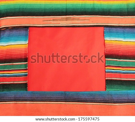 fiesta Mexico poncho rug frame background with copy space