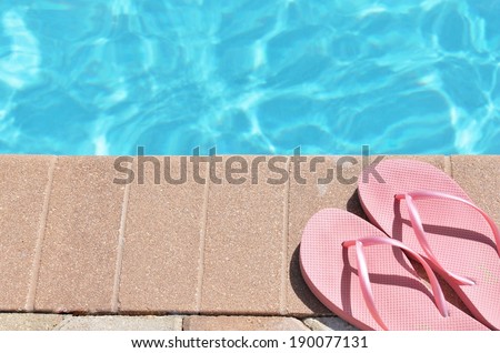 Poolside holiday vacation scenic swimming pool summer sandels shoes flip flops