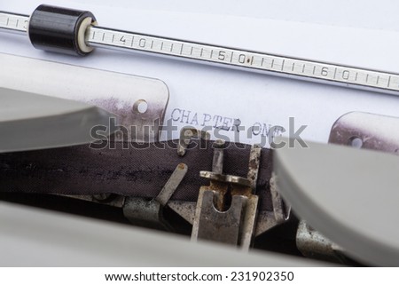 Text on white paper printed with typewriter at close-up view