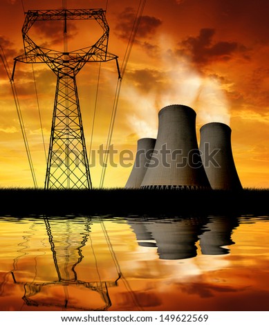 Sunset over the nuclear power plant Sunset over the nuclear power plant