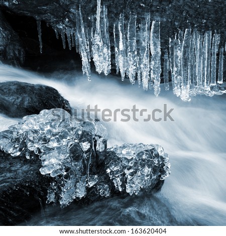 Winter Creek In The National Park Sumava - Czech Republic