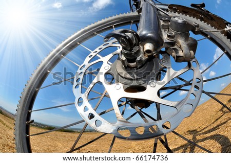 stock photo : detail disc brakes on mountain bike