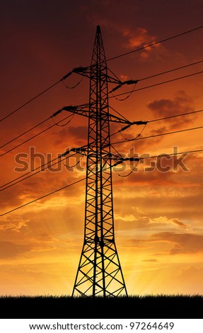 power line in the sunset