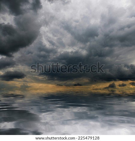 Storm clouds over sea. Natural background. Forces of nature concept.